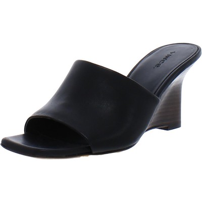 

Женские черные кожаные сандалии на танкетке Vince Pia 7, средний (B,M) BHFO 8462, Black leather