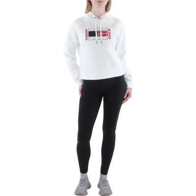 Женский белый флисовый пуловер с капюшоном и логотипом Tommy Hilfiger S BHFO 5772