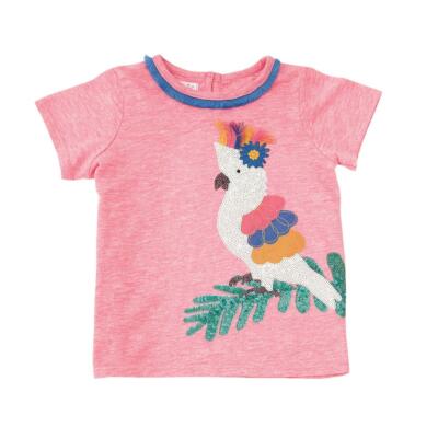 Mud Pie Baby Girl Sequin Tropical Bird T-Shirt Size 12-18 Months NEW