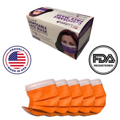 MADE IN USA 50 PCs Face Mask Mouth & Nose Protector Respirator Masks Tangerine