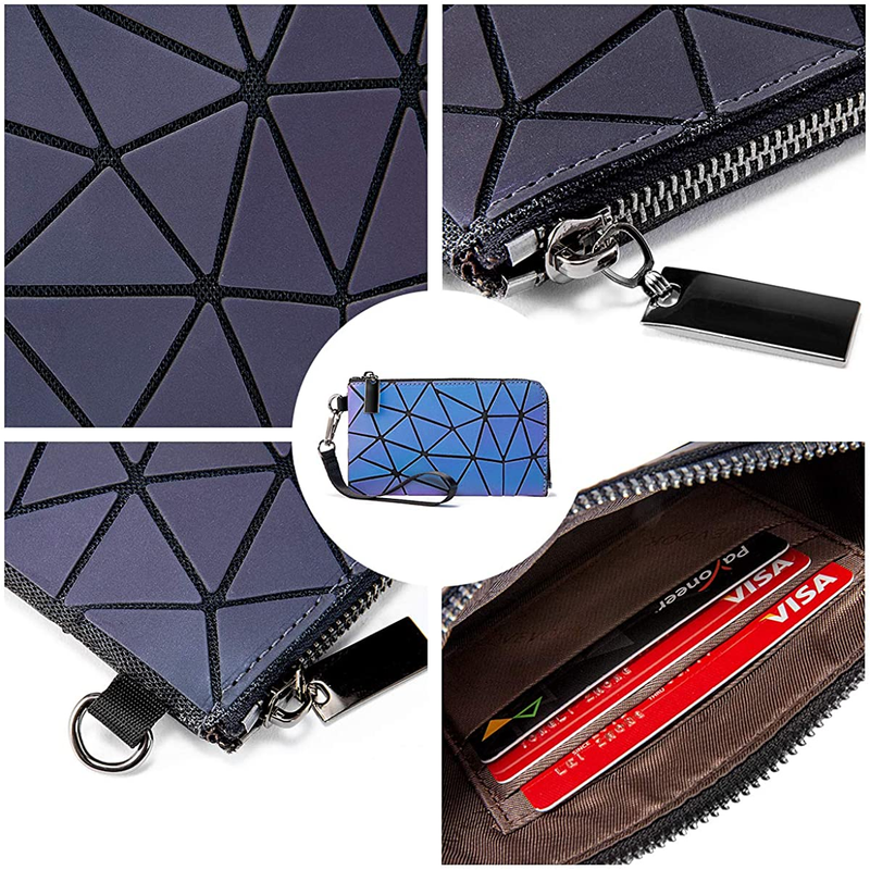 3 Pcs Geometric Luminous Purses Handbags Wallet Backpack Crossbody Bag Set Women