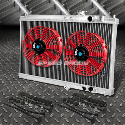 2-РЯДНЫЙ АЛЮМИНИЕВЫЙ РАДИАТОР + 2X 12 ВЕНТИЛЯТОРОВ КРАСНОГО ЦВЕТА ДЛЯ 94-01 ACURA INTEGRA GS RS DB GSR DC2