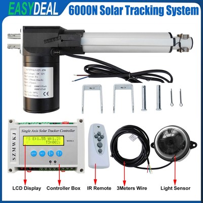 6000N LCD Single Axis Solar Sun Track Tracker &DC 6'' Linear Actuator &Controller