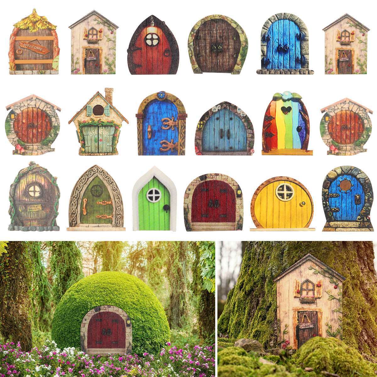6PCS Mini Fairy Door for Home Garden Tree Fairy Door Outdoor/Indoor Decor