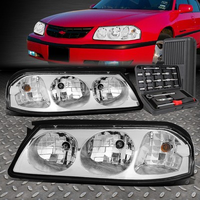 ДЛЯ 00-05 CHEVY IMPALA ХРОМИРОВАННЫЙ КОРПУС ПРОЗРАЧНЫХ УГЛОВЫХ ФАР ГОЛОВНОГО СВЕТА + НАБОР ИНСТРУМЕНТОВ