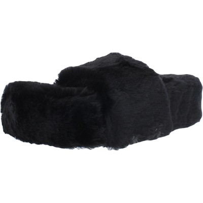 Женские шлепанцы Sugar Wryde Black Faux Fur Slides Shoes 6 Medium (B,M) BHFO 9402