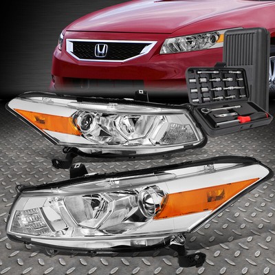 ДЛЯ HONDA ACCORD 08-12 ХРОМИРОВАННЫЙ КОРПУС, ЯНТАРНЫЕ УГЛОВЫЕ ФАРЫ ПРОЕКТОРА + НАБОР ИНСТРУМЕНТОВ