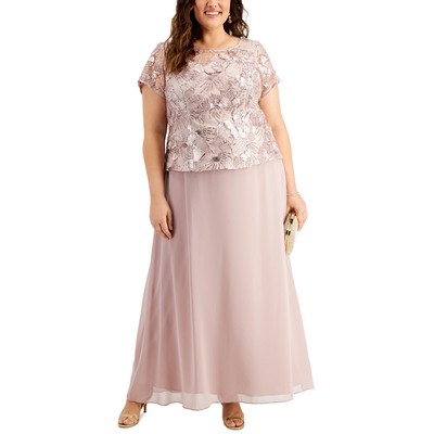 Alex Evenings Женское розовое кружевное официальное вечернее платье Gown Plus 18W BHFO 2744