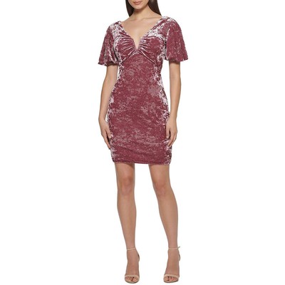 

Женское фиолетовое мини-платье для коктейлей и вечеринок Guess с v-образным вырезом  BHFO 4063, Wine