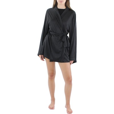 

Oh La La Cheri Womens Mirielle Черная атласная рубашка-халат с широкими рукавами  BHFO 1590, Черный