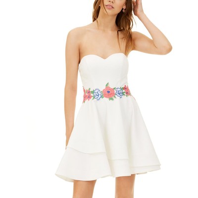 Женское белое платье-клеш с вышивкой B. Darlin Juniors 7/8 BHFO 9956