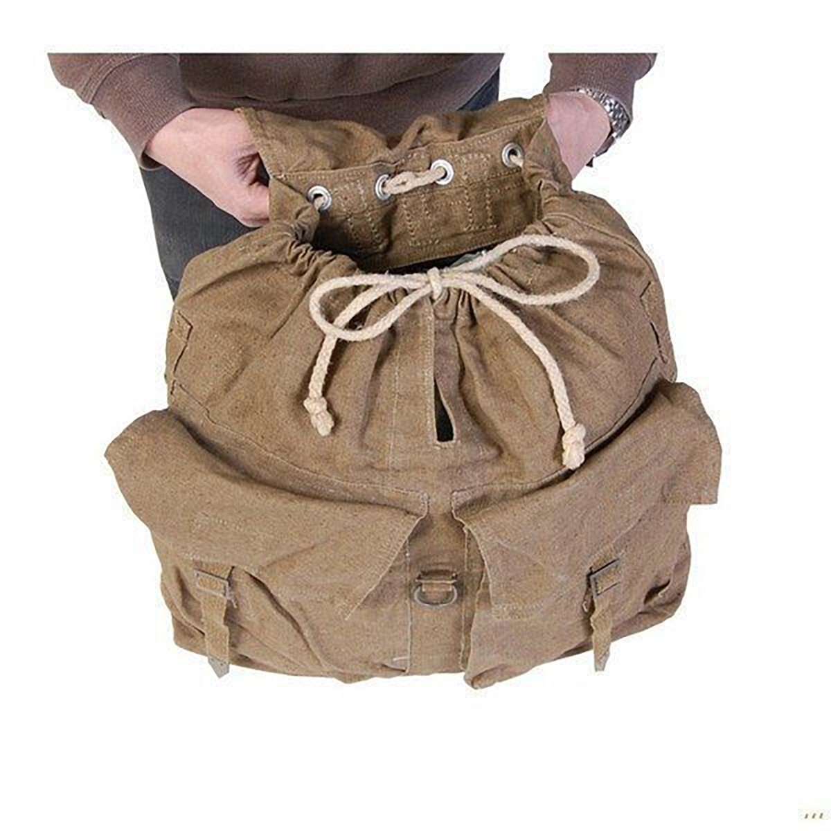 Original Czech Army Vintage Rucksack With Y Straps Suspenders M60 Canvas Bag