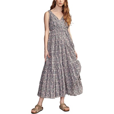 Женское летнее макси-платье Lucky Brand с синим хлопковым стихарем XL BHFO 9332