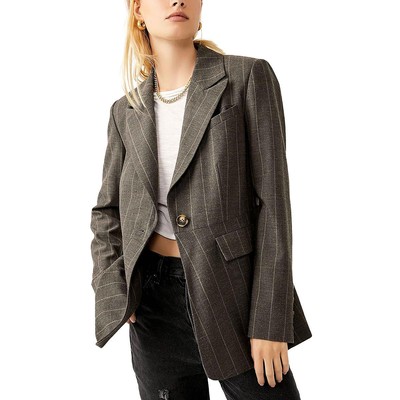 Женский блейзер в полоску с одной пуговицей из ткани Charlotte Woven Womens Free People BHFO 7805