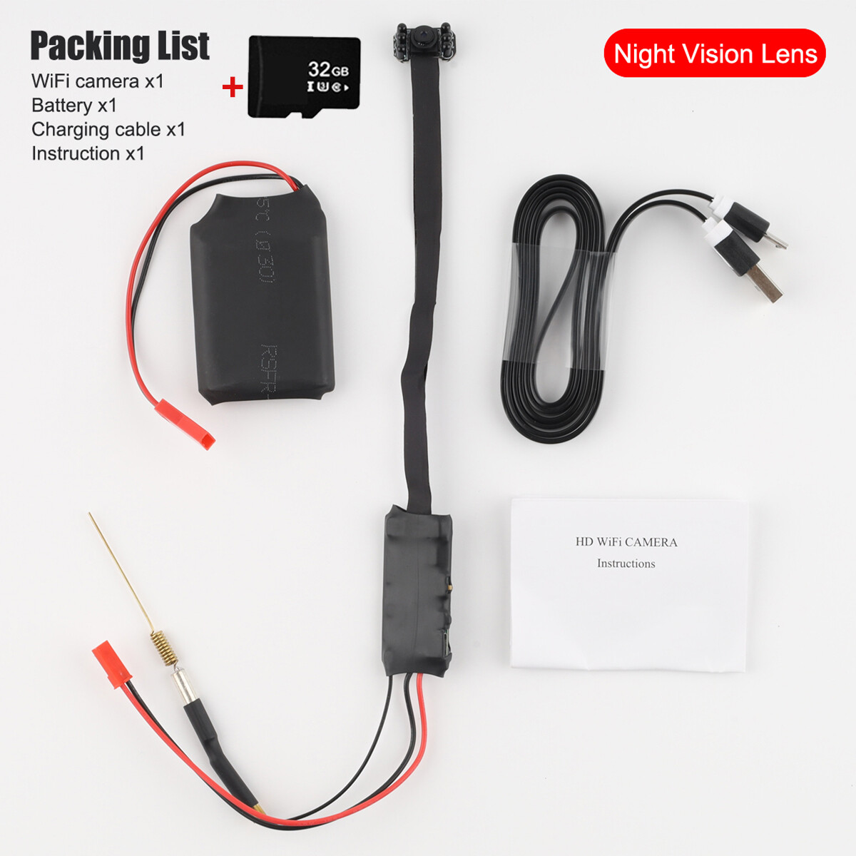 Wireless Mini WIFI Screw Hidden Nanny Spy DIY Camera 1080P HD 4k Pinhole DVR cam