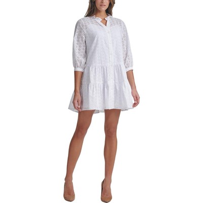 

Tommy Hilfiger Женское белое многоярусное мини-повседневное платье-рубашка  BHFO 4083, Белый