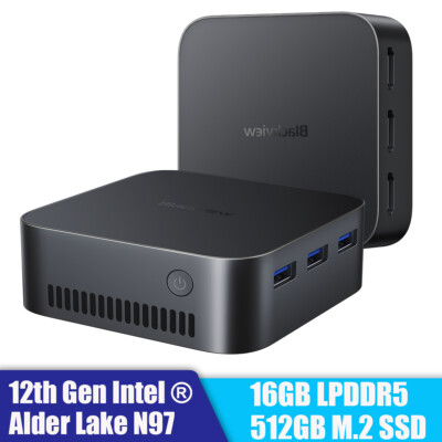 Blackview MP80 Mini PC Intel 12th N97 16GB+512GB M.2 SSD Windows 11 Pro Dual LAN