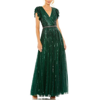 Женское зеленое вечернее платье Mac Duggal с украшением 16 BHFO 6154