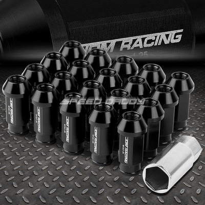 УНИВЕРСАЛЬНЫЙ JDM С ОТКРЫТЫМ КОНЦОМ, ЧЕРНЫЙ, 20 ГАЕК / КОМПЛЕКТ + КЛЮЧ ОТ ЗАМКА M12X1.25, ДИАМЕТР 25 ММ / ВЫСОТА 50 ММ