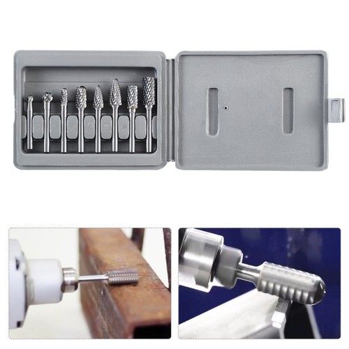 8x Double Cut Tungsten Carbide Burrs Rotary Burr Set 1/4" Shank Die Grinder Bit