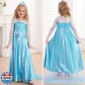 Luzlen Elsa Dress for Girls Toddler Snow Princess Costume Blue with Wig Halloween Birthday Party Dress Up Outfits, 4-5T(Tag 120)