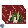 Artoid Mode Xmas Trees Snowflakes Winter Placemats Set of 4, 12x18 Inch Seasonal Red Christmas Table Mats for Party Kitchen Dining Decoration