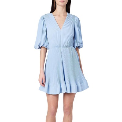 

Женское синее мини-плиссированное расклешенное платье с v-образным вырезом Milly  BHFO 6828, Hal sky