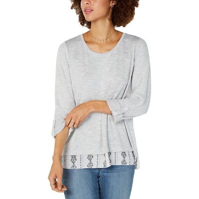 

Женская серая блузка-свитер с узором пейсли Style - Co., рубашка  BHFO 3697, Flowing impress
