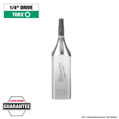 Milwaukee Electric Tools 45-34-1001 Milwaukee Tool 1/4'' Drive T10 Torx Bit