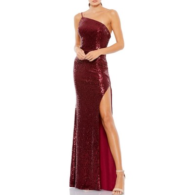 

Ieena for Mac Duggal Женское вечернее платье с пайетками на одно плечо BHFO 3936, Cranberry