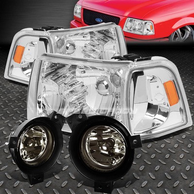 ХРОМИРОВАННАЯ ФАРА КОРПУСА + ЯНТАРНЫЙ УГОЛОК + ДЫМЧАТАЯ ПРОТИВОТУМАННАЯ ФАРА OE ДЛЯ FORD RANGER 01-03