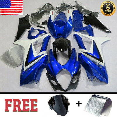 For SUZUKI GSXR1000 2007 2008 Blue White Fairing Kit ABS Injection Bodywork US