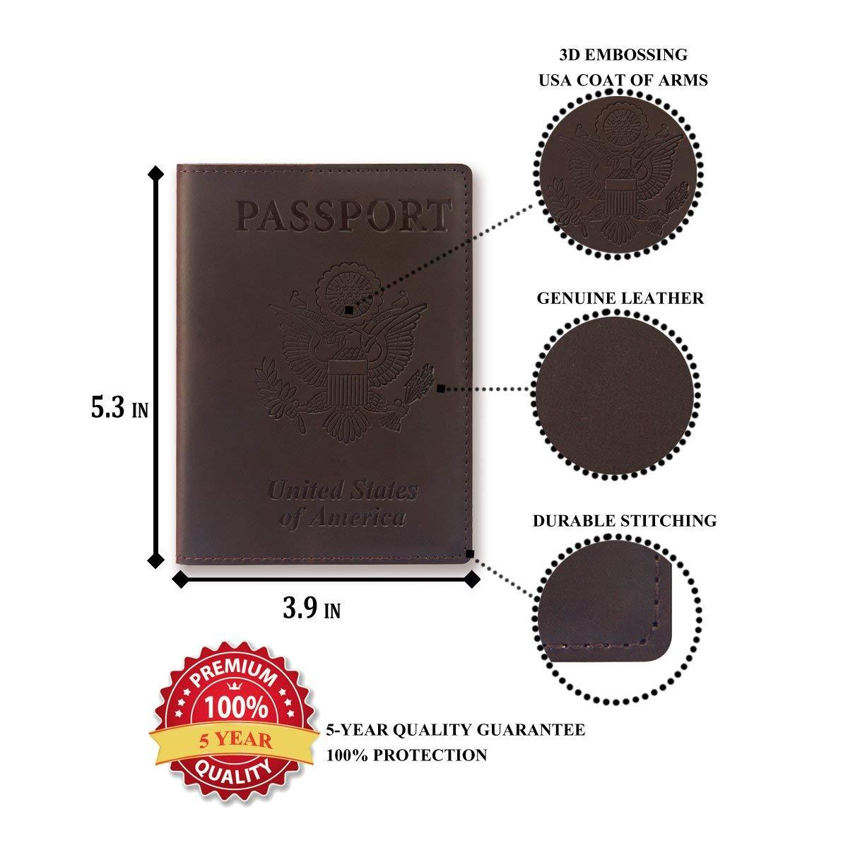 Genuine Leather Passport Cover Holder For Men & Women Java