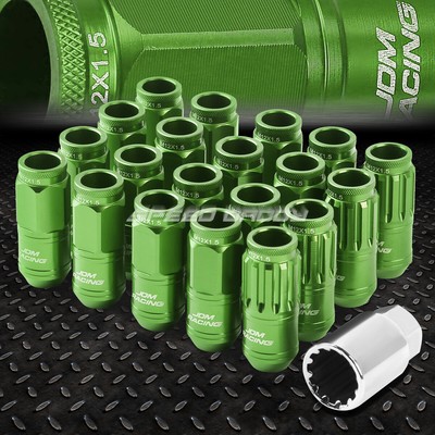 ЗЕЛЕНЫЙ АЛЮМИНИЕВЫЙ ШЛИЦ С ОТКРЫТЫМ КОНЦОМ, 16 ВЫСТУПОВ + 4 СТОПОРНЫЕ ГАЙКИ + КЛЮЧ M12X1,5, 50 ММ, 21 ММ В ДИАМЕТРЕ