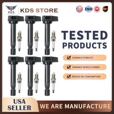 6X OEM Ignition Coil & Spark plugs For Honda Odyssey Acura RL TL 3.5L 3.2L UF242