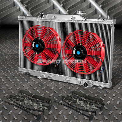 2-РЯДНЫЙ АЛЮМИНИЕВЫЙ РАДИАТОР + 2X9 ВЕНТИЛЯТОРОВ КРАСНОГО ЦВЕТА ДЛЯ 02-06 ACURA RSX TYPE-S/INTEGRA DC5