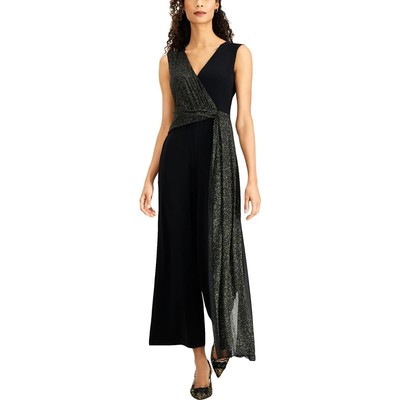 Связанная одежда Женский черный праздничный комбинезон с металлическим принтом Petites 4P BHFO 3408