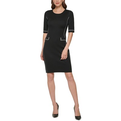 Женское черное платье-свитшот из вискозы с карманами DKNY Petites PM BHFO 5407