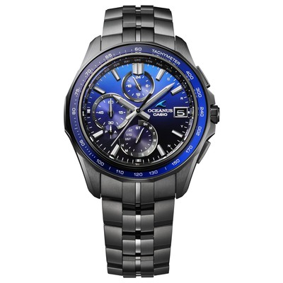 Pre-owned Casio Oceanus Ocw-s7000b-2ajf Blue Manta Case Bluetooth Men's Watch In Box