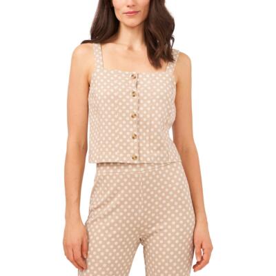 Riley & Rae Womens Tan Ponte Floral Button Tank Top Shirt XL BHFO 7214