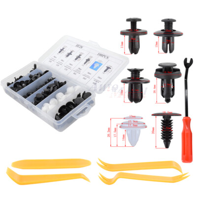 100PCS Car Body Bumper Door Trim Fastener Retainer Panel Clips 6 Size w/ 5 Tools