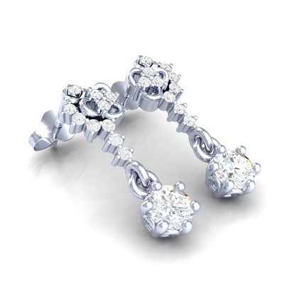 Pre-owned Swarajewel 0.5ctw Round Natural Diamond Earrings For Women 18k White Gold In Fg