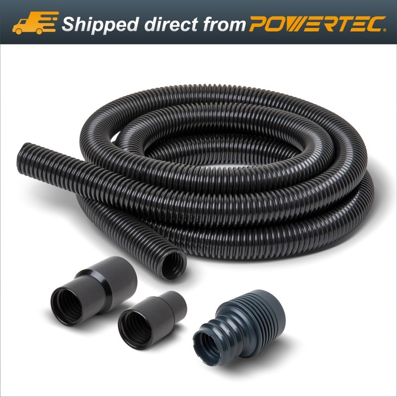 POWERTEC 70356 Dust Collection Hose with 2 Fittings Plus 1