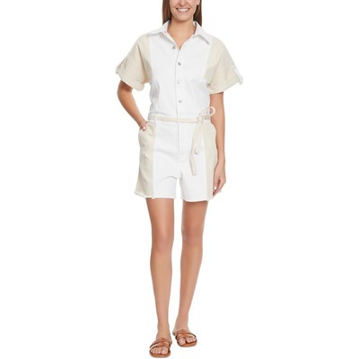 Женский короткий комбинезон Gloria Vanderbilt из белой джинсовой ткани в цветоблок 8 BHFO 2342