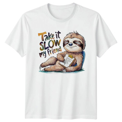 Take It Slow Sloth T-Shirt - Funny Animal Pun Tee For Men Women