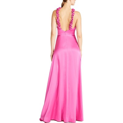 Pre-owned Amur Womens Full Length Halter Embellished Evening Dress Bhfo 2773 In Rosey