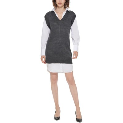 Женская серая мини-рубашка Calvin Klein с контрастной отделкой XL BHFO 3202