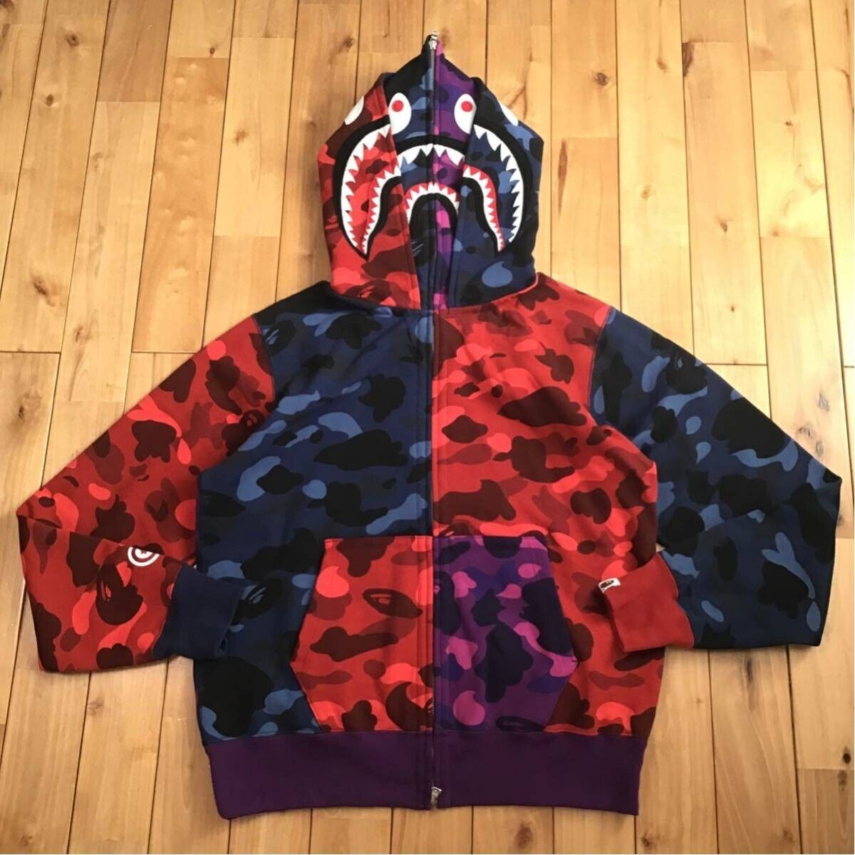 BAPE Double shark full zip hoodie crazy camo A Bathing Ape