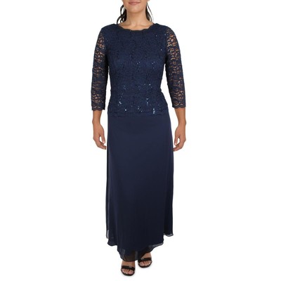 

Alex Evenings Женское темно-синее кружевное вечернее платье с пайетками  BHFO 4972, Navy