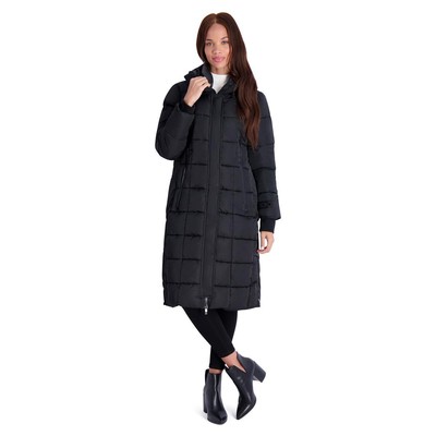 

Steve Madden Женская Черная Стеганая Теплая Макси Пуховик Пальто  BHFO 7260, Черный